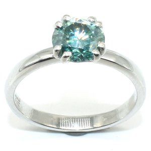925 Sterling Silver Moissanite Ring, Size 7